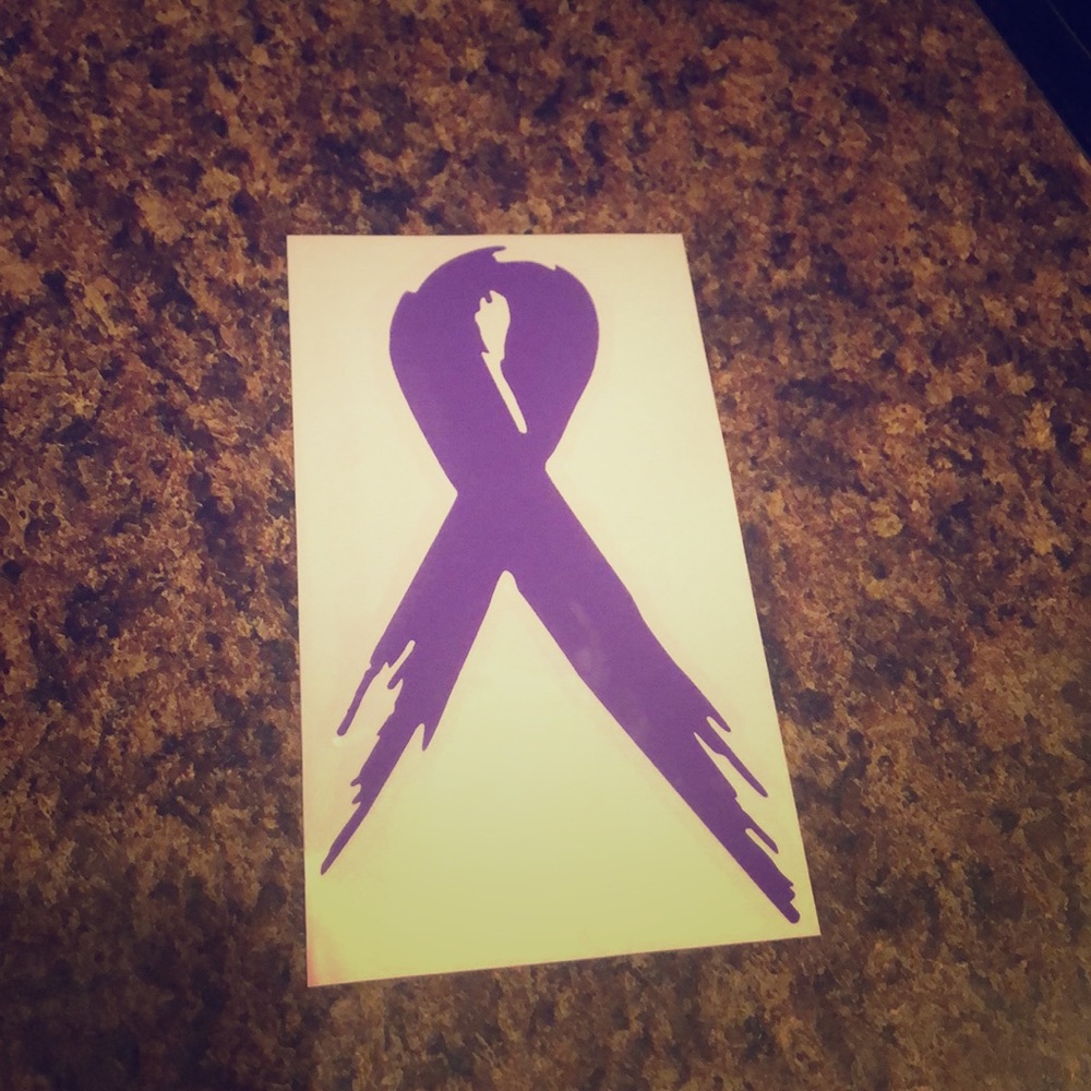 Purple ribbon decal